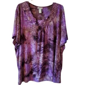 Catherines Liz & Me, 3X Purple Women's Top Sequins Fancy Stitches Good Conditiin